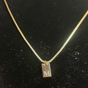 Gold toned Initial necklace M pendant